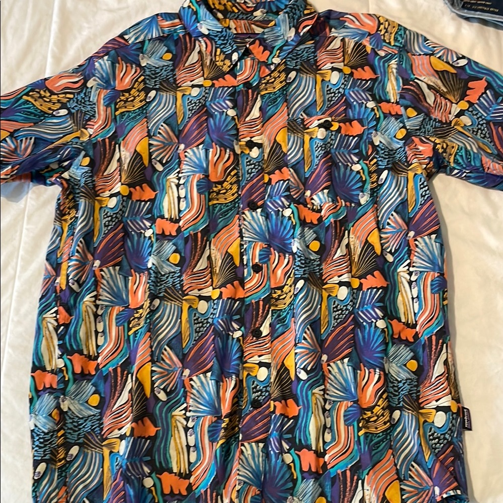 Patagonia Blue and Orange Casual Button Down Shirt